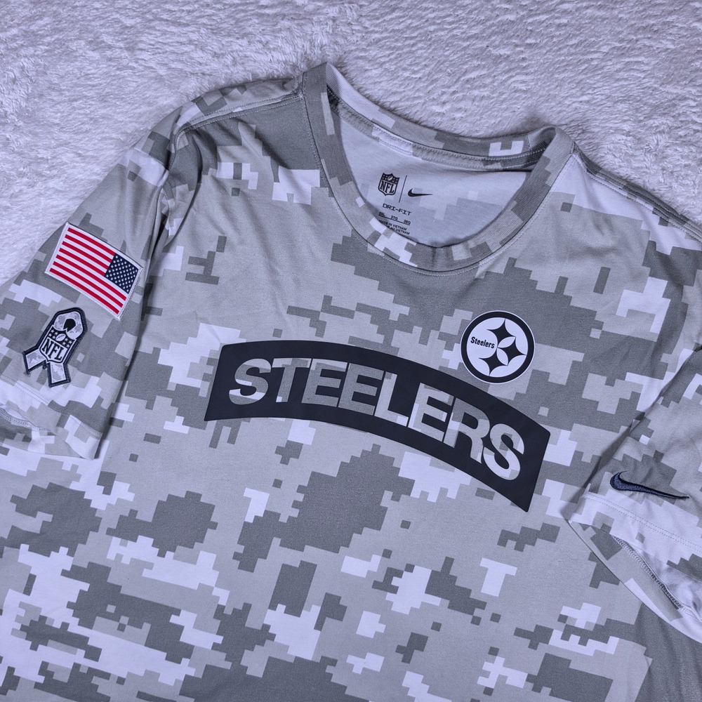 NEW Nike Salute to Service PITTSBURGH Steelers Mens 3XL Grey s/s Digital Camo